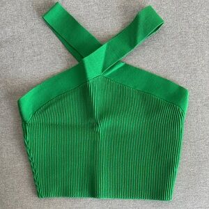 Babaton Green Ribbed Crop Top